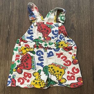 Colorful Vintage Dinosaur Big Guy Kids Overalls